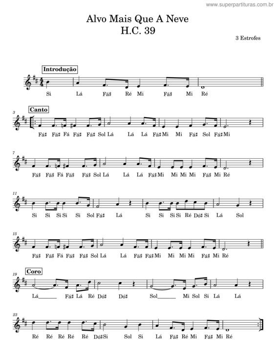 Partitura da música Alvo Mais Que A Neve v.21