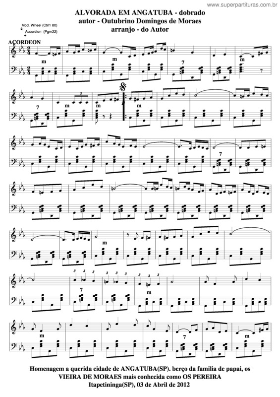 Partitura da música Alvorada Em Angatuba 