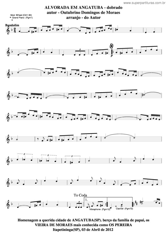 Partitura da música Alvorada Em Angatuba v.2