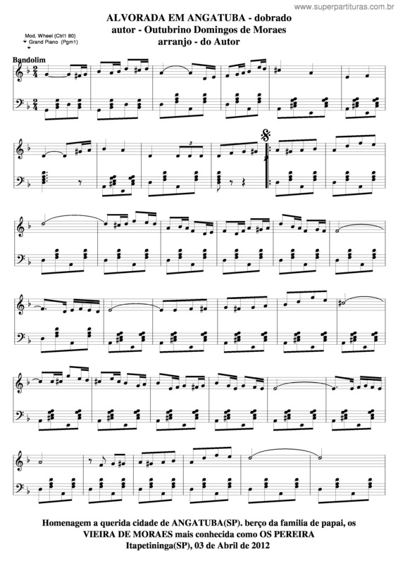 Partitura da música Alvorada Em Angatuba v.3