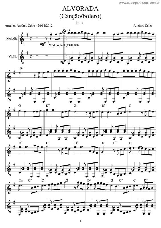 Partitura da música Alvorada v.11