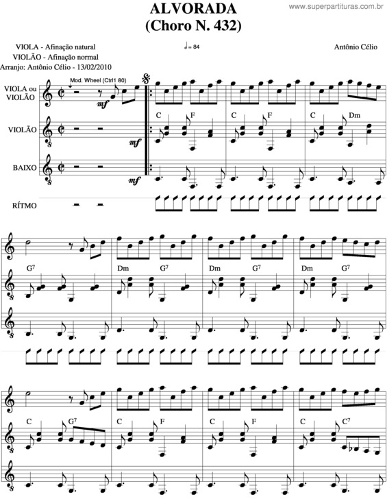 Partitura da música Alvorada v.8