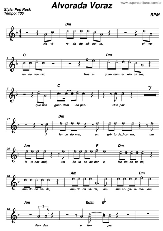 Partitura da música Alvorada Voraz