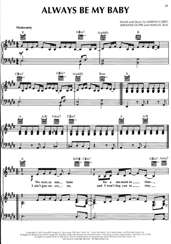 Partitura da música Always Be My Baby v.2