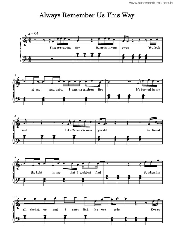 Partitura da música Always Remember Us This Way v.3