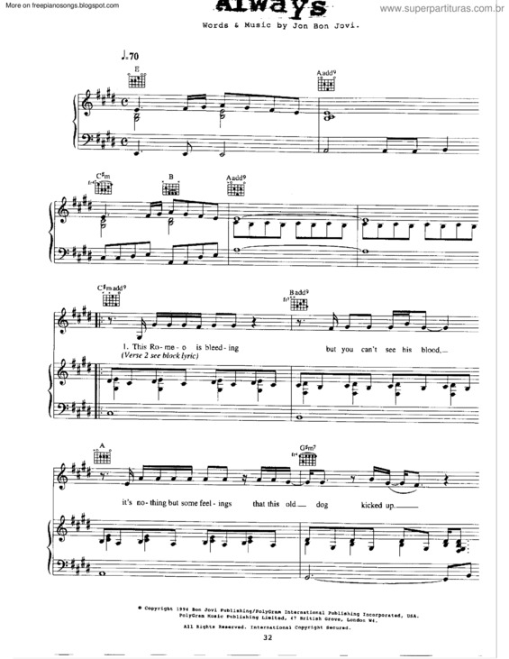 Partitura da música Always v.17