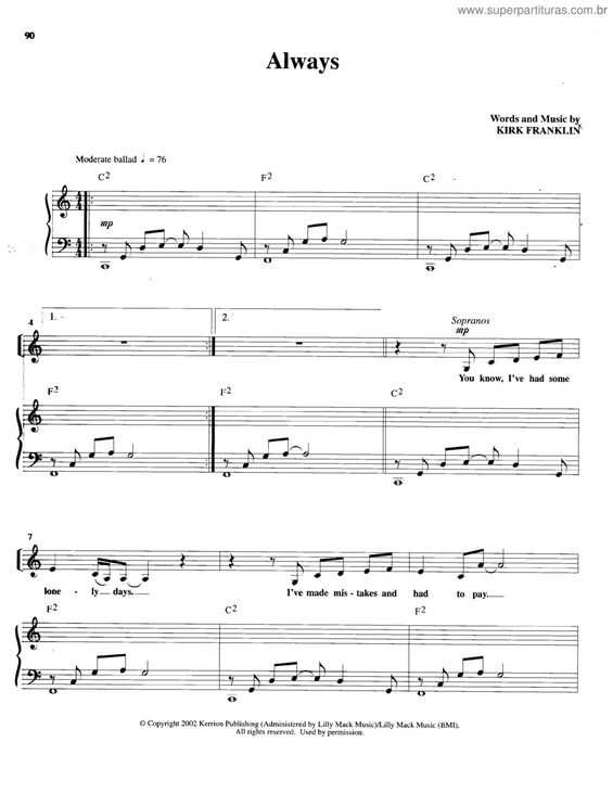 Partitura da música Always v.3