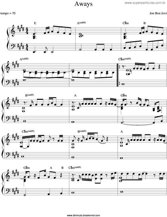 Partitura da música Always v.5