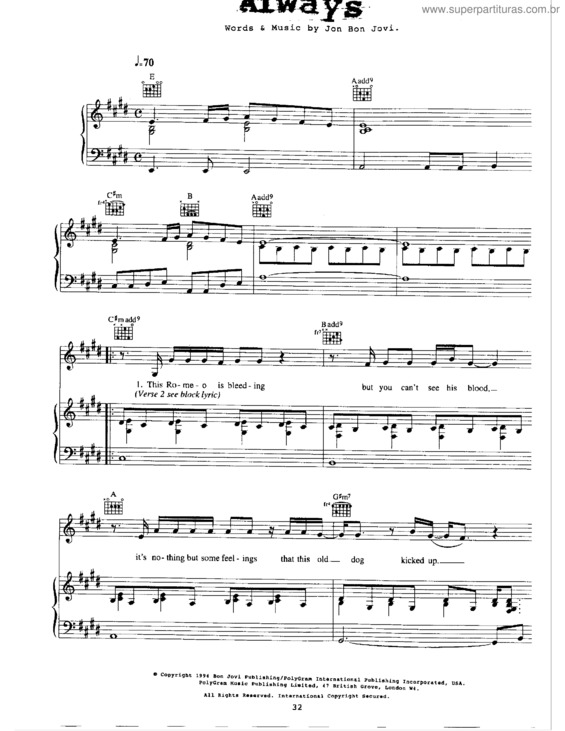 Partitura da música Always v.8