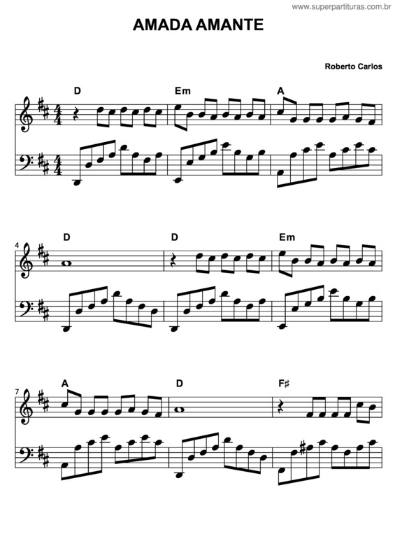 Partitura da música Amada Amante v.2