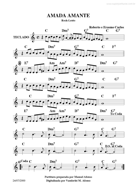 Partitura da música Amada Amante