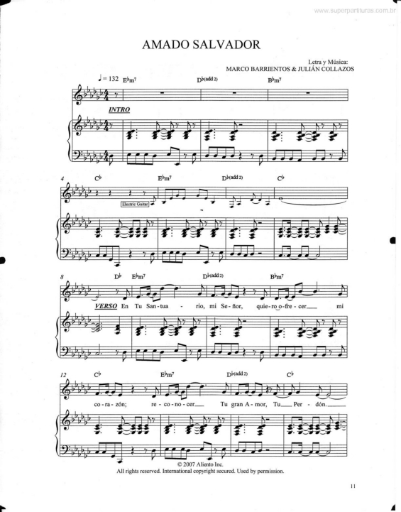 Partitura da música Amado Salvador