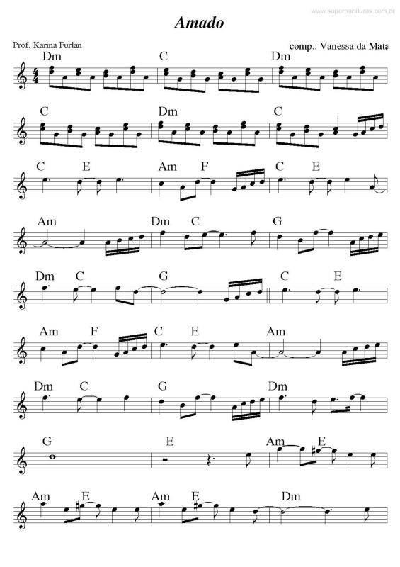 Partitura da música Amado