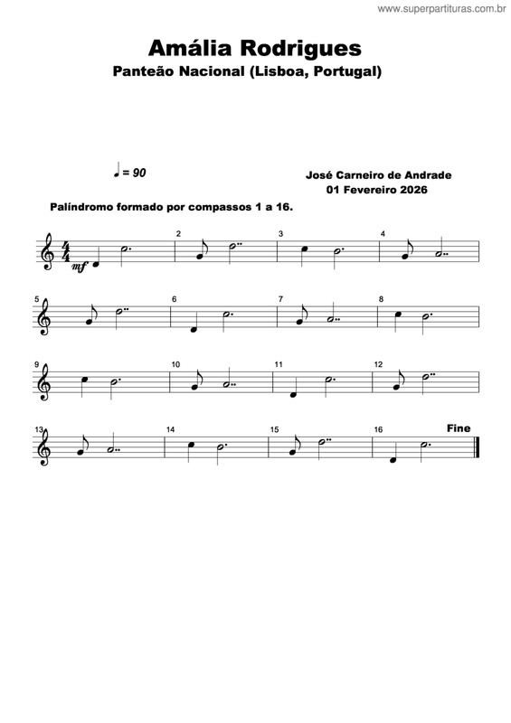 Partitura da música Amália Rodrigues
