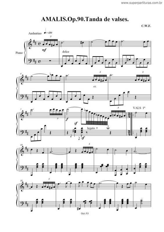 Partitura da música Amalis, Tanda De Valses