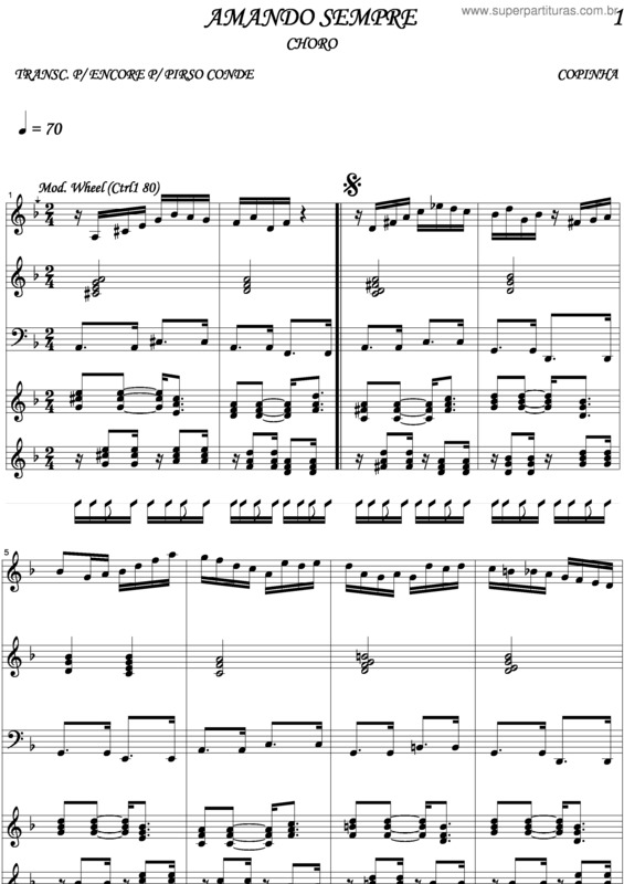 Partitura da música Amando Sempre v.3