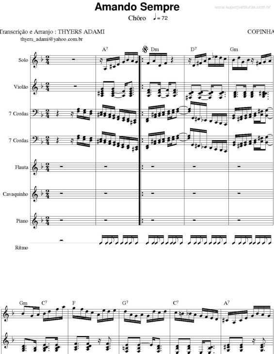 Partitura da música Amando Sempre