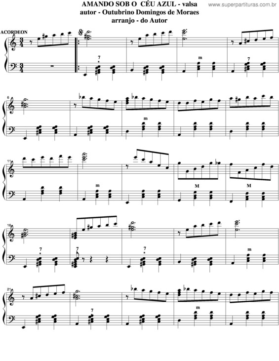 Partitura da música Amando Sob O Céu Azul v.2