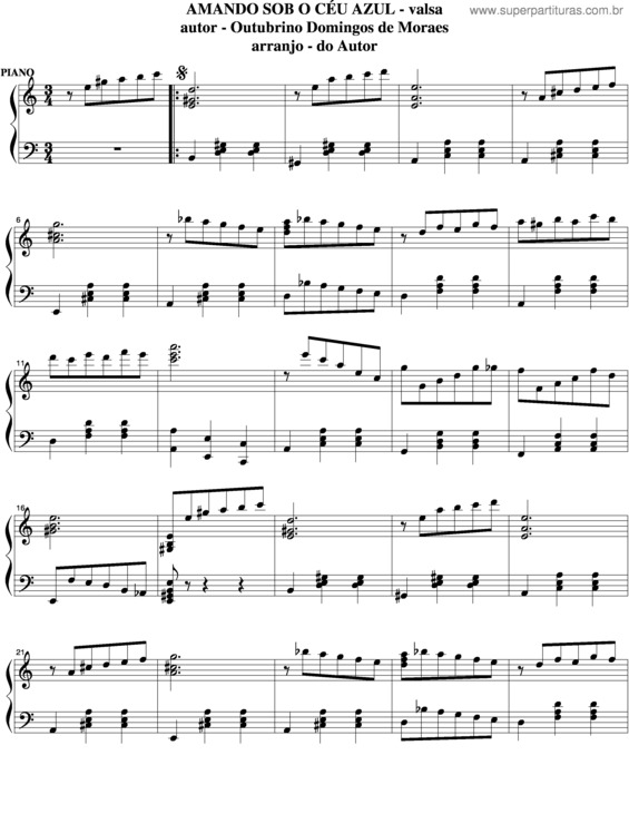 Partitura da música Amando Sob O Céu Azul v.5