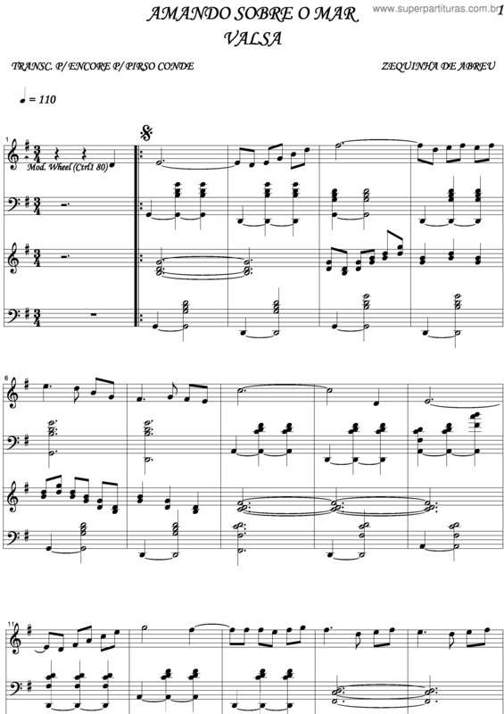 Partitura da música Amando Sobre O Mar v.4