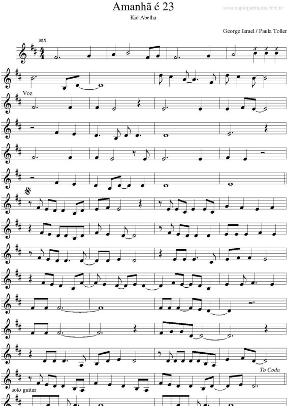 Partitura da música Amanhã é 23