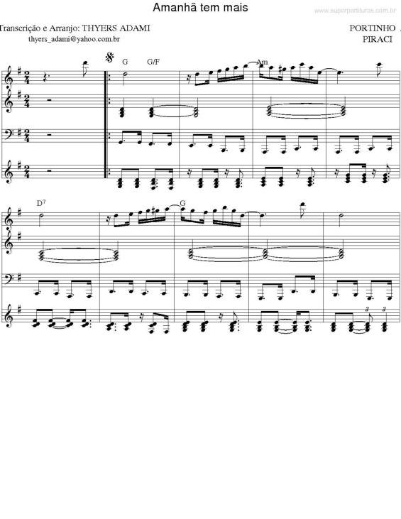 Partitura da música Amanhã tem Mais v.2