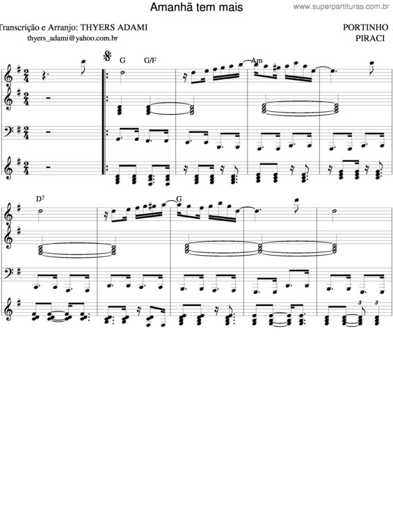 Partitura da música Amanhã Tem Mais v.3