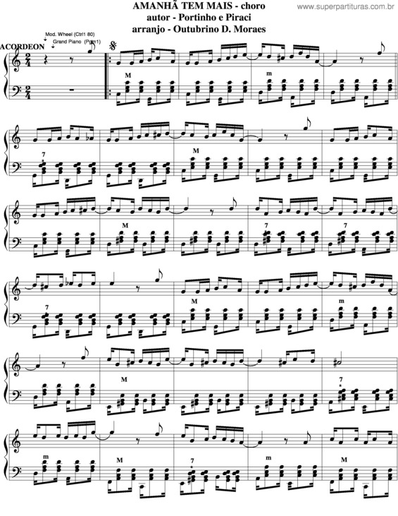 Partitura da música Amanhã Tem Mais v.5