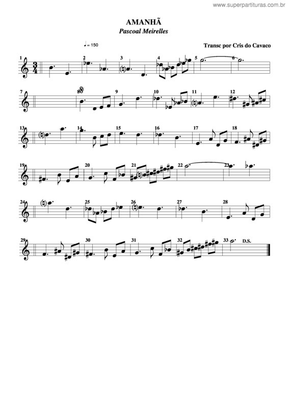 Partitura da música Amanhã v.5