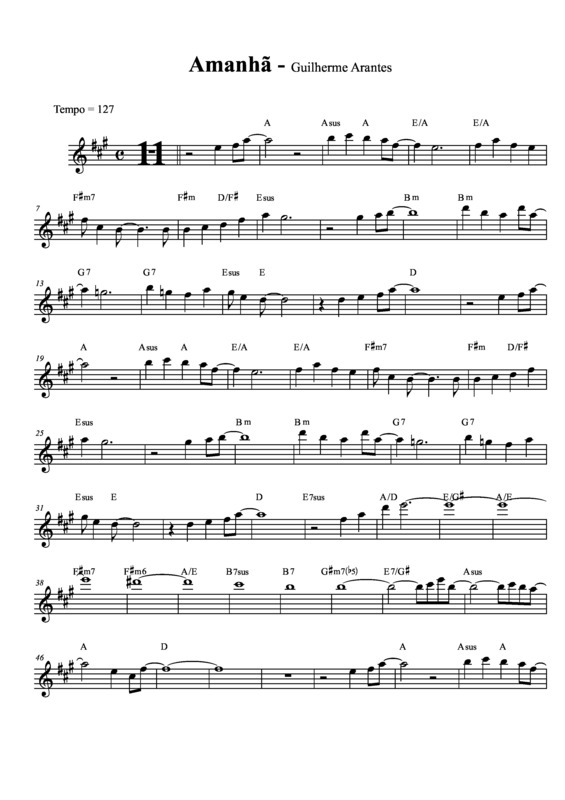 Partitura da música Amanhã v.6