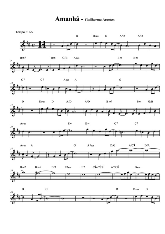 Partitura da música Amanhã v.7