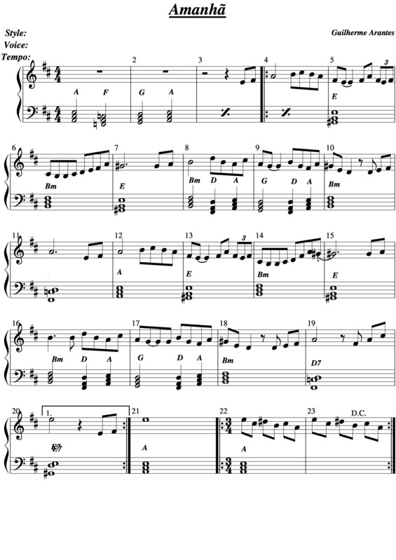 Partitura da música Amanhã v.8