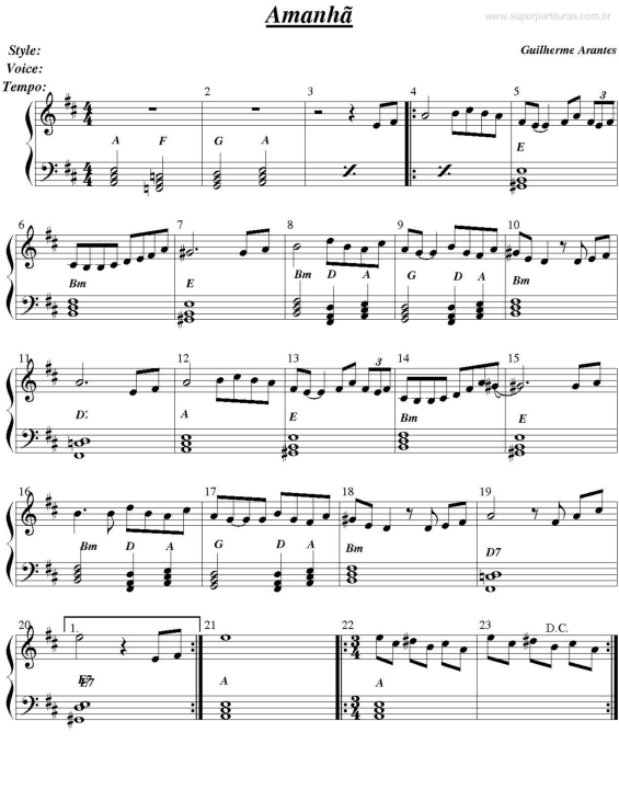 Partitura da música Amanhã