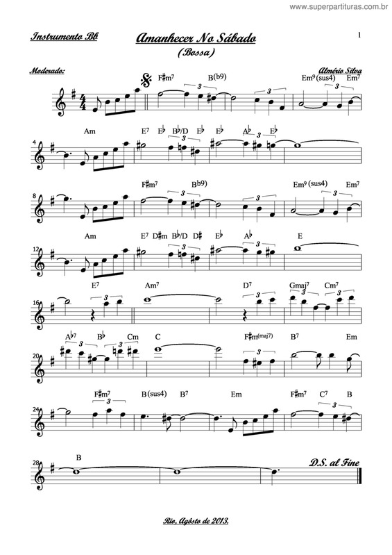 Partitura da música Amanhecer No Sábado