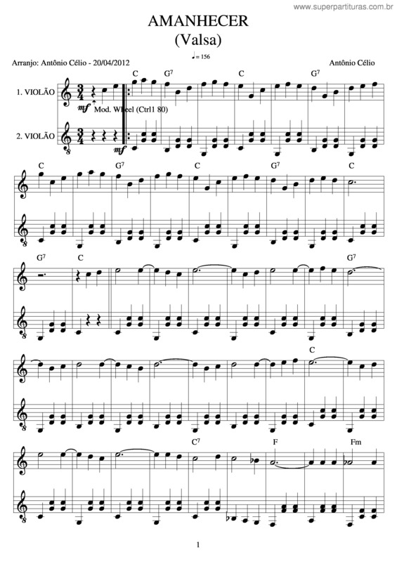 Partitura da música Amanhecer v.4