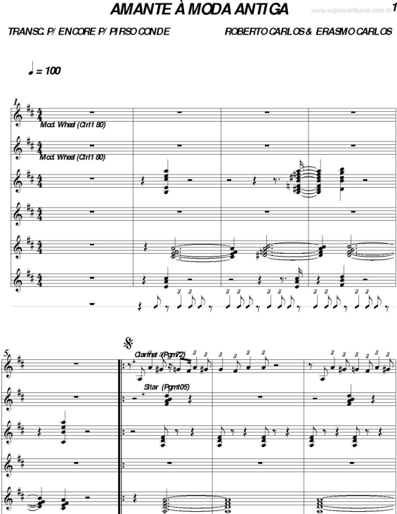 Partitura da música Amante à Moda Antiga v.2