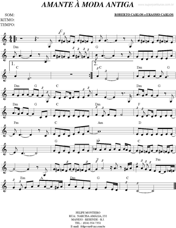 Partitura da música Amante À Moda Antiga