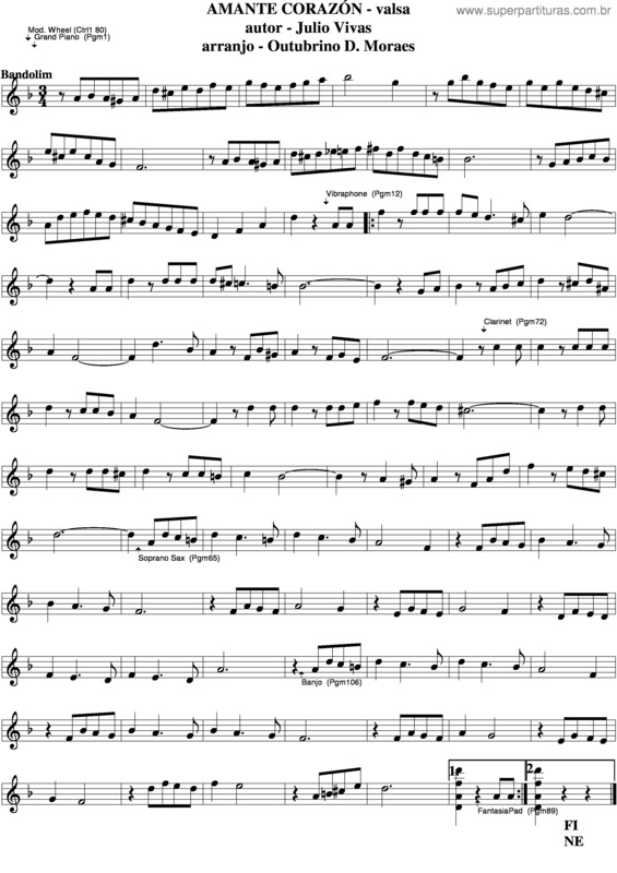 Partitura da música Amante Corazon v.2