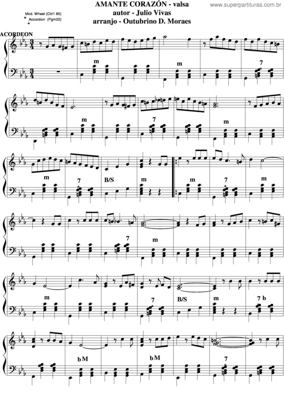 Partitura da música Amante Corazon