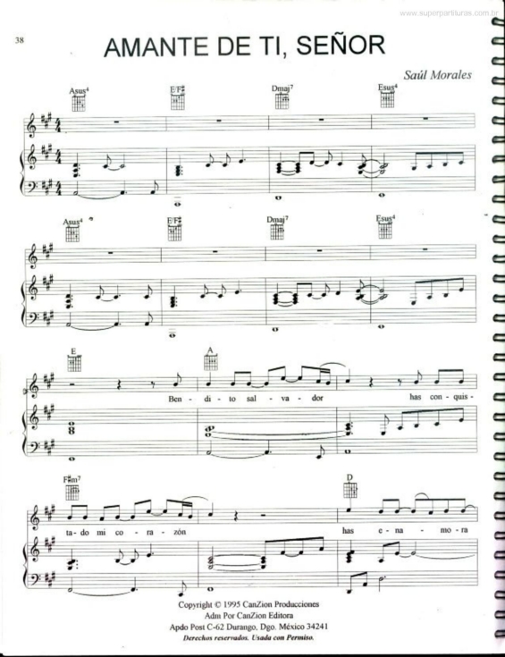 Partitura da música Amante de Ti Señor