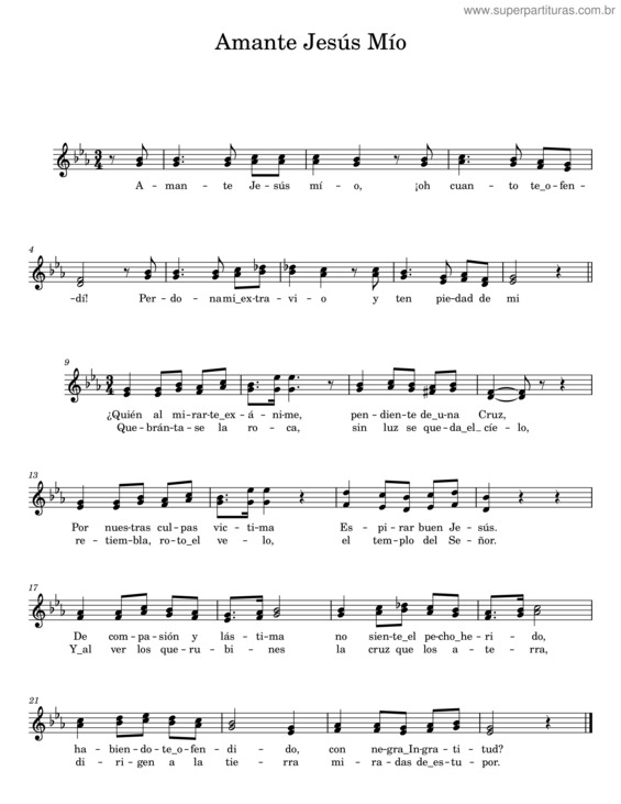 Partitura da música Amante Jesús Mío