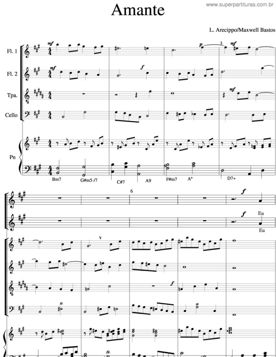 Partitura da música Amante