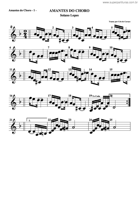 Partitura da música Amantes Do Choro v.3