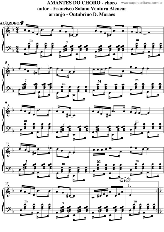 Partitura da música Amantes Do Choro v.6