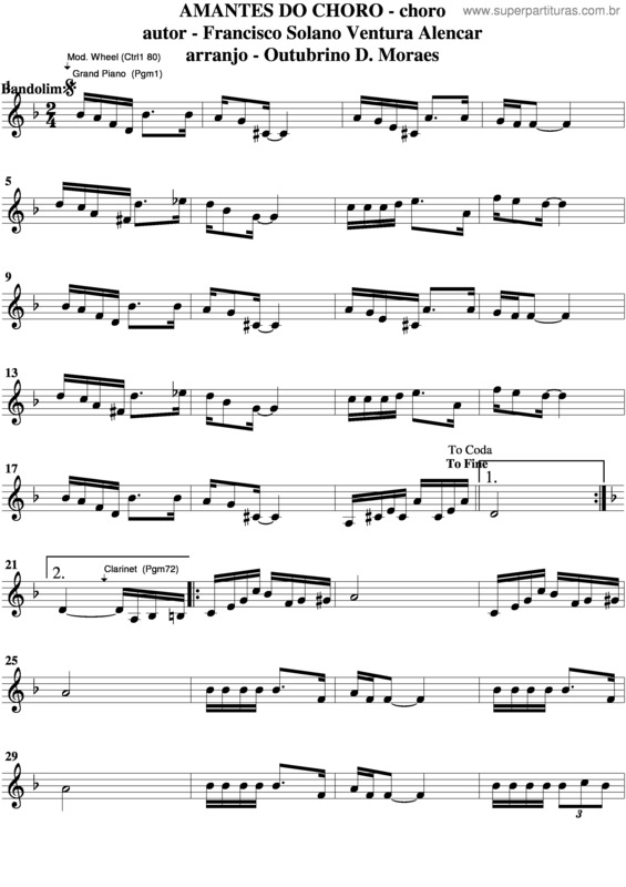 Partitura da música Amantes Do Choro v.7