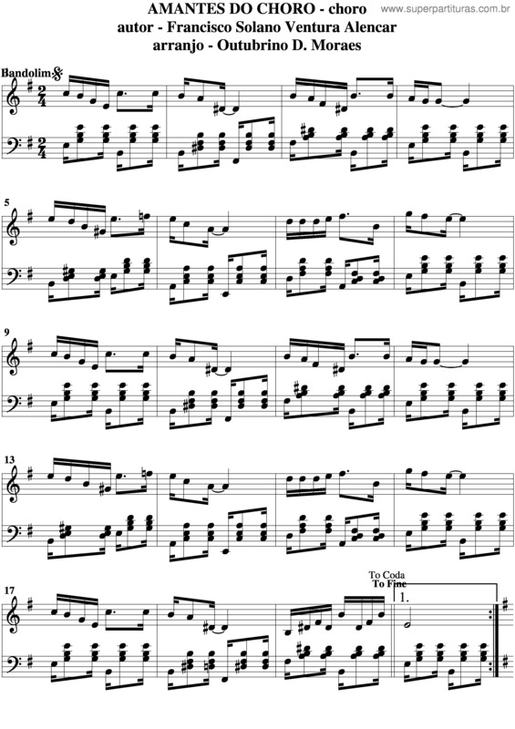 Partitura da música Amantes Do Choro v.8