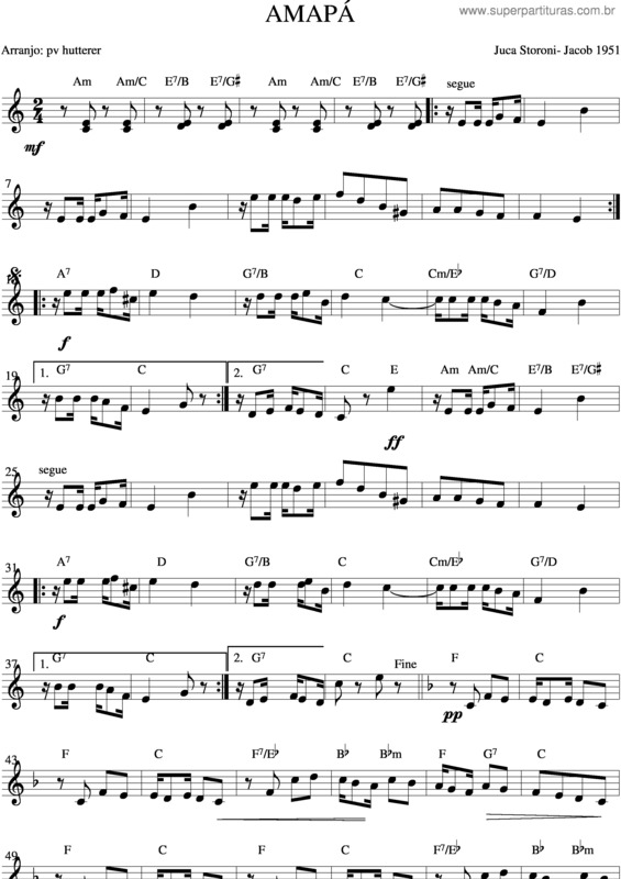 Partitura da música Amapá