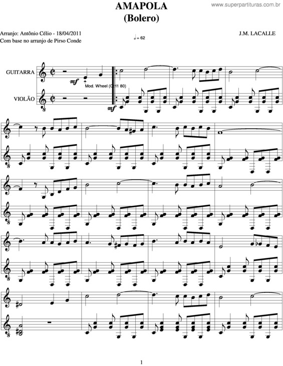 Partitura da música Amapola v.9