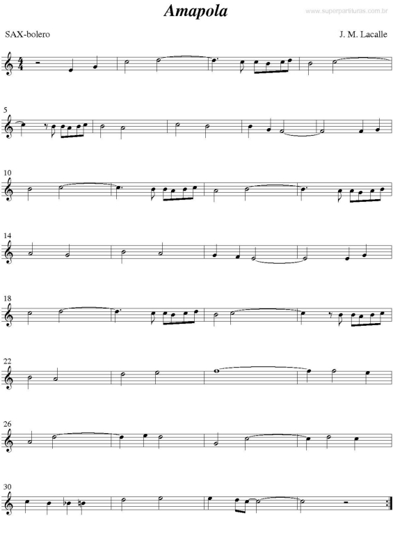 Partitura da música Amapola