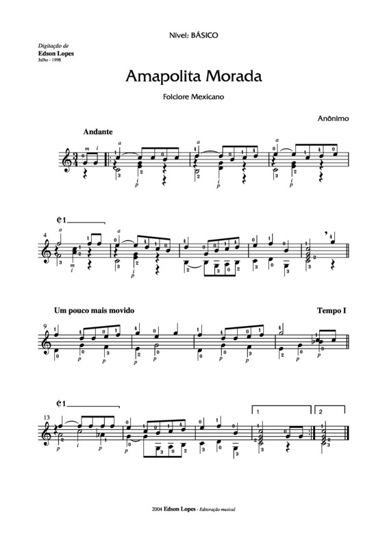 Partitura da música Amapolita Morada